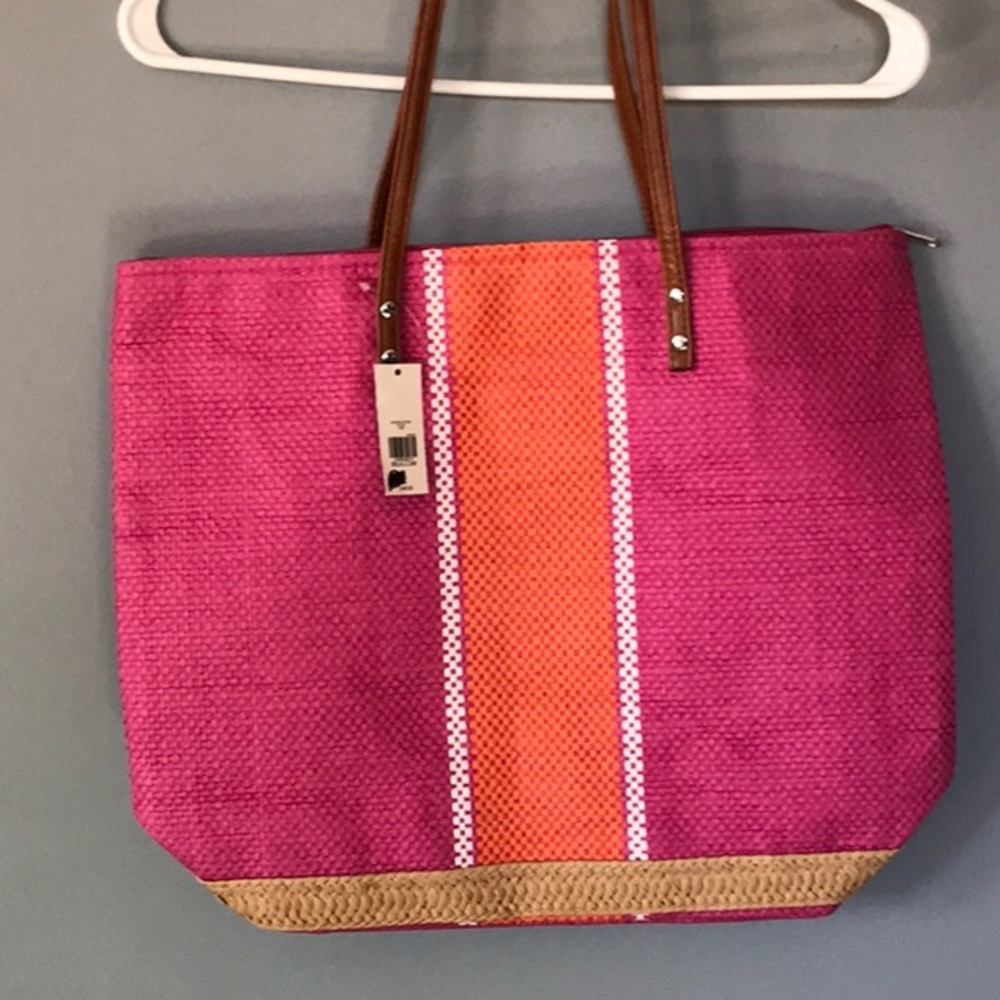 Kim Rogers Stripe Straw Tote